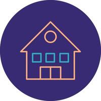 House Line Two Color Circle Icon vector