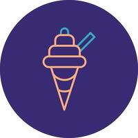 Ice Cream Line Two Color Circle Icon vector