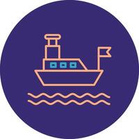 Ferry Line Two Color Circle Icon vector