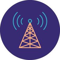 Radio Tower Line Two Color Circle Icon vector