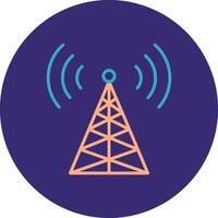 Radio Tower Line Two Color Circle Icon vector