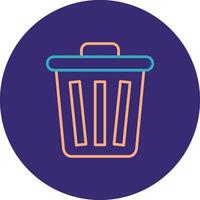 Trash Line Two Color Circle Icon vector