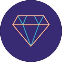 diamante línea dos color circulo icono vector