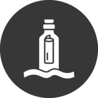 Message In A Bottle Glyph Inverted Icon vector
