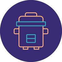 Pressure Cooker Line Two Color Circle Icon vector