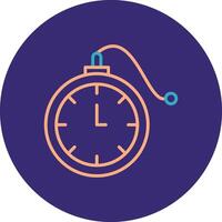 Pocket Watch Line Two Color Circle Icon vector