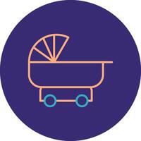 Pram Line Two Color Circle Icon vector