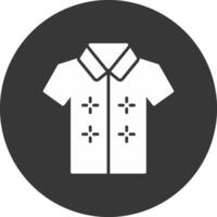 hawaiano camisa glifo invertido icono vector