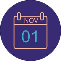 November Line Two Color Circle Icon vector