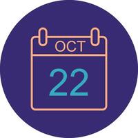 October Line Two Color Circle Icon vector