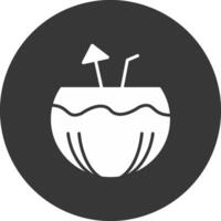 Coconut Drink Glyph Inverted Icon vector