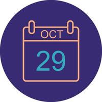 October Line Two Color Circle Icon vector