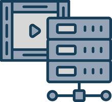 Multimedia Database Line Filled Grey Icon vector