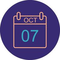 October Line Two Color Circle Icon vector