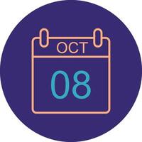 October Line Two Color Circle Icon vector