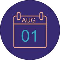 August Line Two Color Circle Icon vector