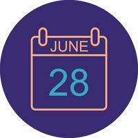 June Line Two Color Circle Icon vector