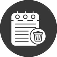 Trash Can Glyph Inverted Icon vector