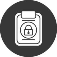 Notepad Lock Glyph Inverted Icon vector