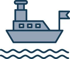 Ferry Line Filled Grey Icon vector