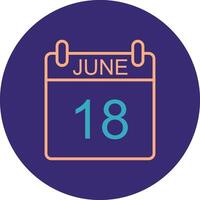 June Line Two Color Circle Icon vector