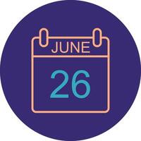 June Line Two Color Circle Icon vector