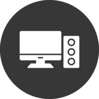 Desktop Computer Glyph Inverted Icon vector