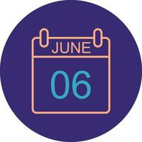 June Line Two Color Circle Icon vector