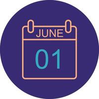 June Line Two Color Circle Icon vector