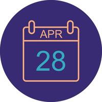 April Line Two Color Circle Icon vector