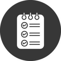 Check List Glyph Inverted Icon vector