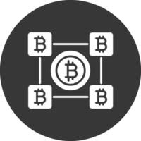 bitcoin bloques glifo invertido icono vector
