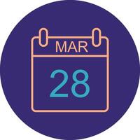 March Line Two Color Circle Icon vector