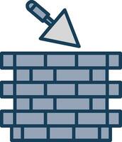 Bricks Tower Line Filled Grey Icon vector