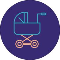Baby Stroller Line Two Color Circle Icon vector