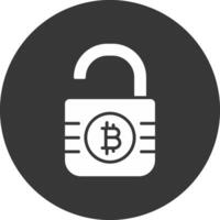inseguro bitcoin glifo invertido icono vector