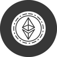 ethereum moneda glifo invertido icono vector