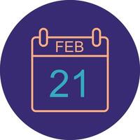 February Line Two Color Circle Icon vector