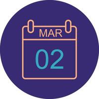 March Line Two Color Circle Icon vector