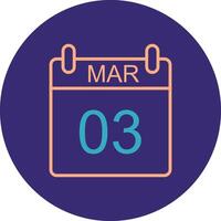 March Line Two Color Circle Icon vector