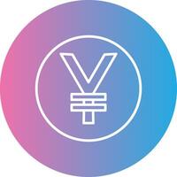 Yen Coin Line Gradient Circle Icon vector