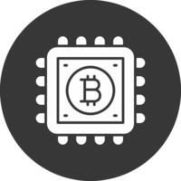 bitcoin proceso glifo invertido icono vector