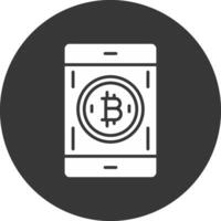 Bitcoin Pay Glyph Inverted Icon vector