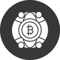 Global Bitcoin Glyph Inverted Icon vector