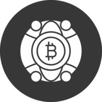 Global Bitcoin Glyph Inverted Icon vector