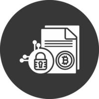bitcoin tecnología glifo invertido icono vector