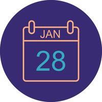 January Line Two Color Circle Icon vector