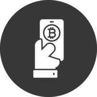 Pay Bitcoin Glyph Inverted Icon vector