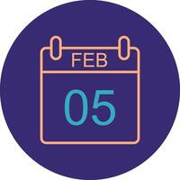 February Line Two Color Circle Icon vector