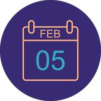 February Line Two Color Circle Icon vector